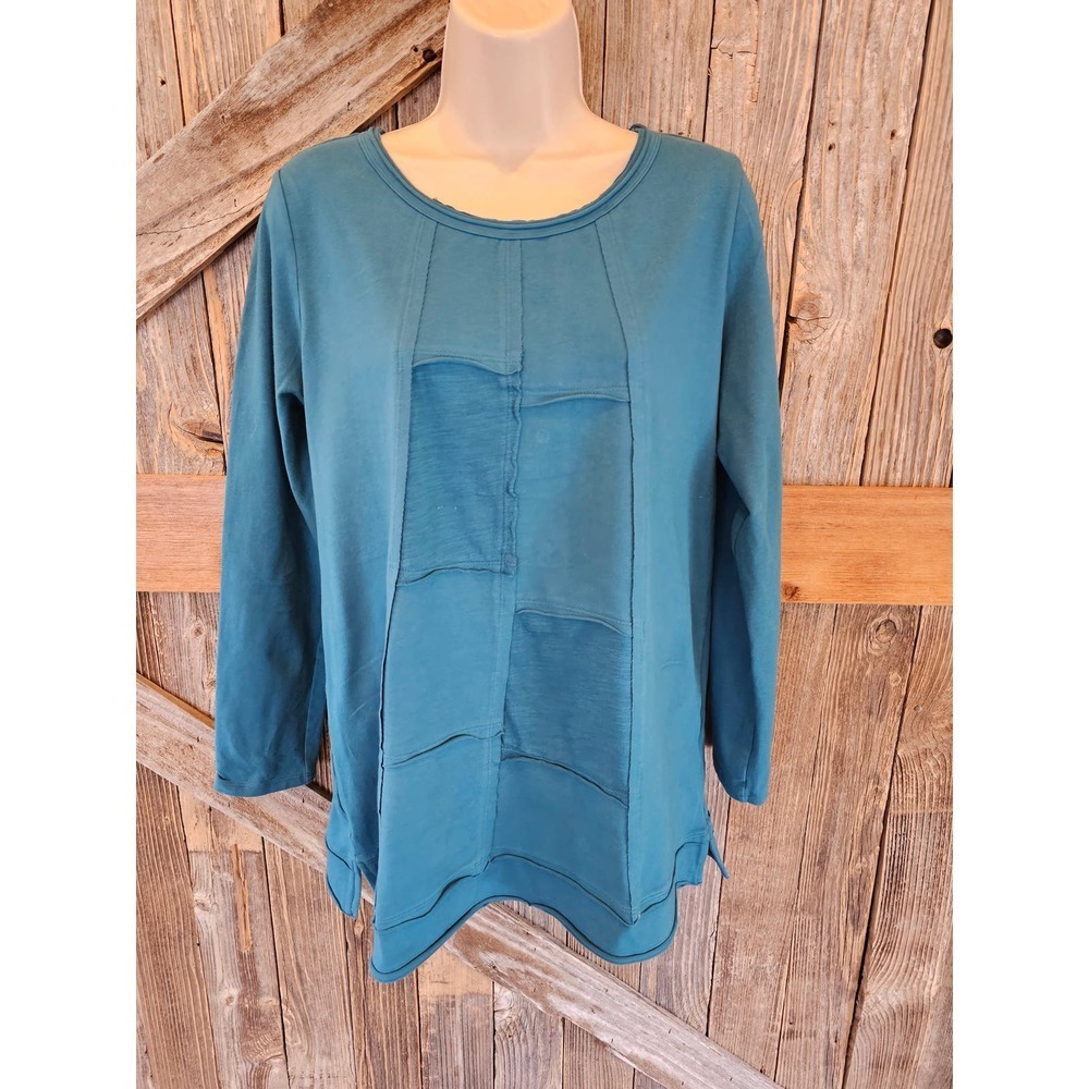 Soft surroundings size medium tunic teal contrast panel popover ^*
